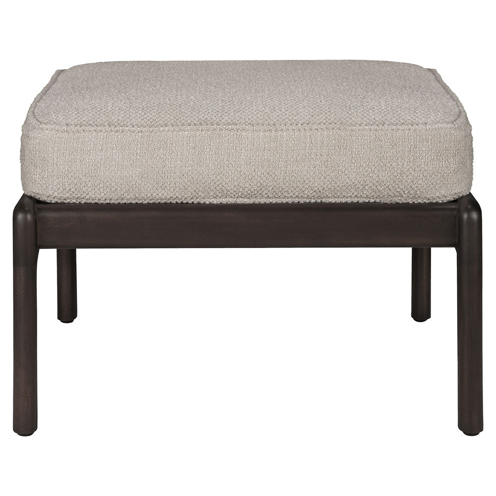 Jack Footstool - Ivory Fabric, Dark Brown Mahogany