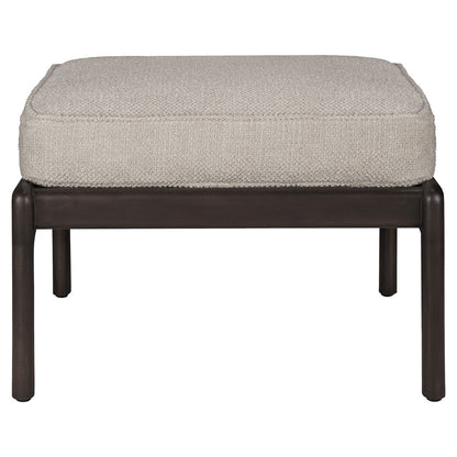 Jack Footstool - Ivory Fabric, Dark Brown Mahogany