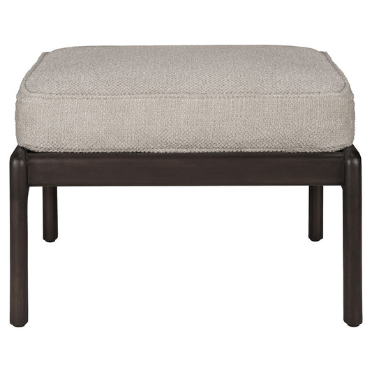 Jack Footstool - Ivory Fabric, Dark Brown Mahogany