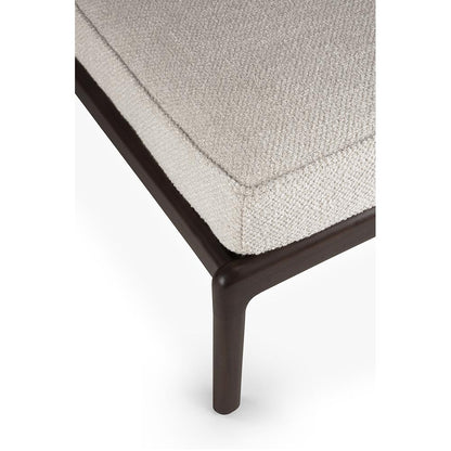 Jack Footstool - Ivory Fabric, Dark Brown Mahogany