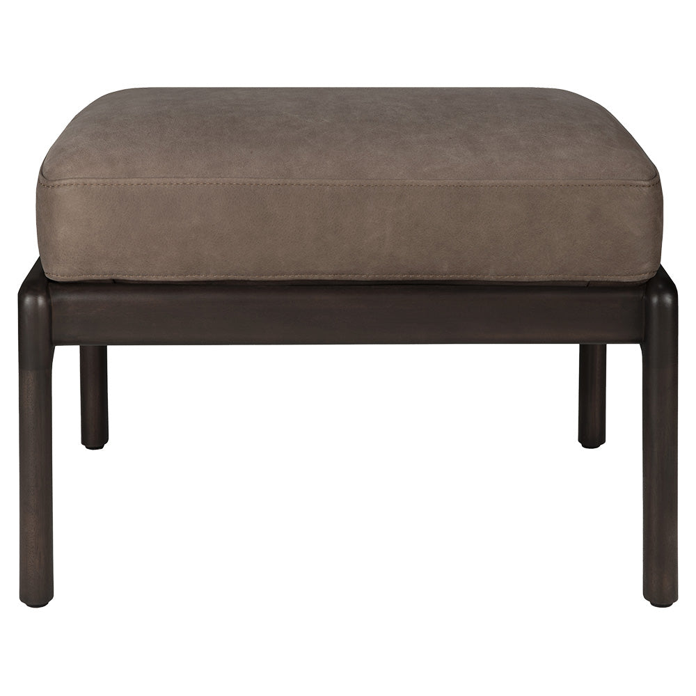 Jack Footstool - Terra Nubuck Leather, Dark Brown Mahogany