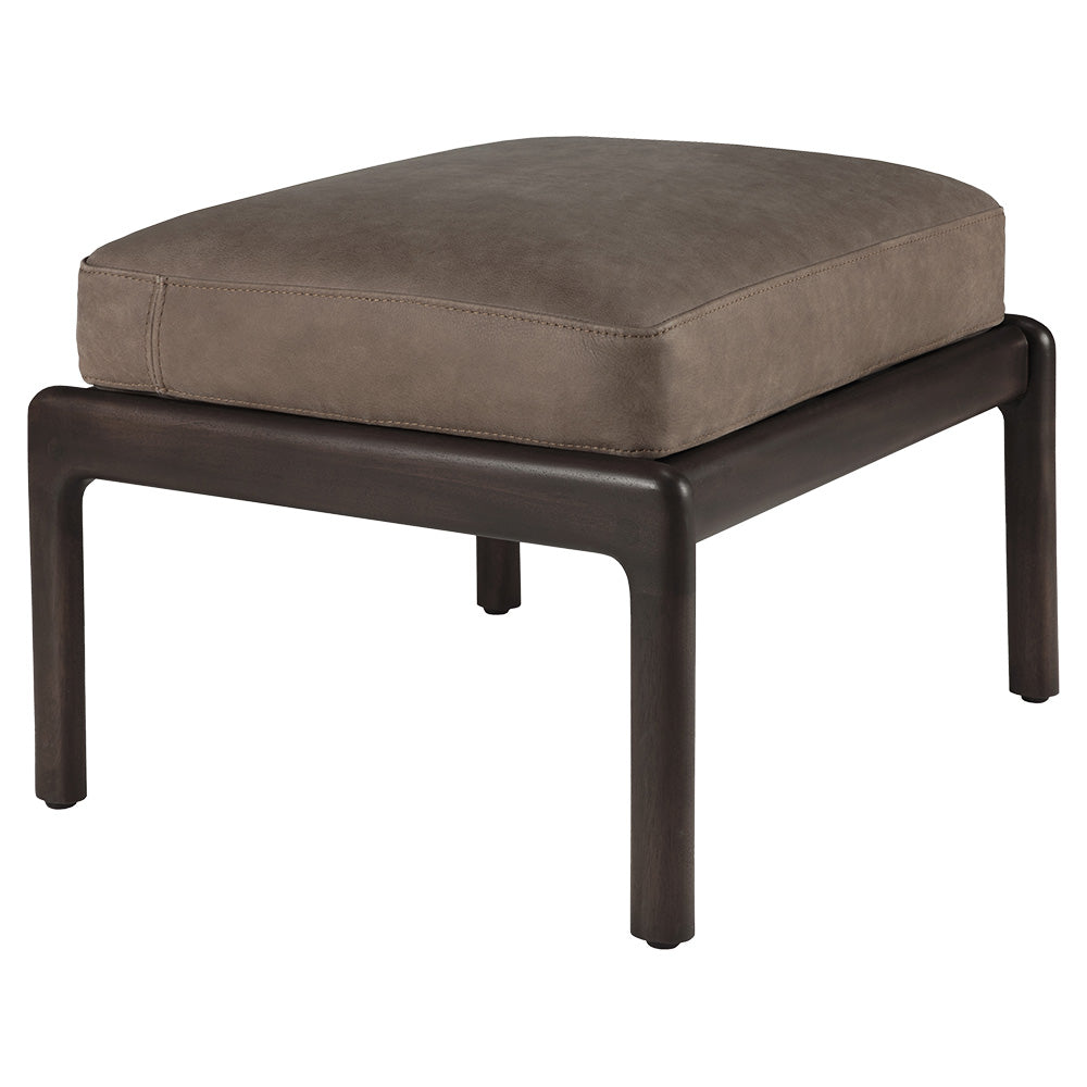 Jack Footstool - Terra Nubuck Leather, Dark Brown Mahogany
