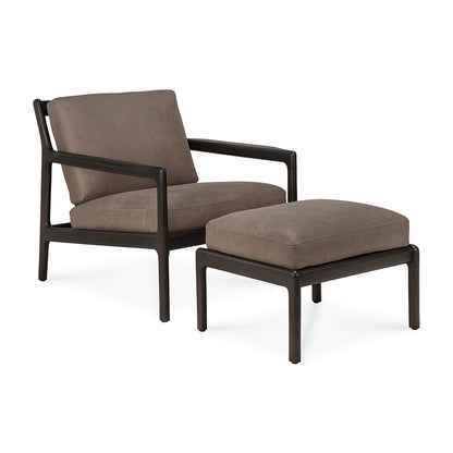 Jack Footstool - Terra Nubuck Leather, Dark Brown Mahogany