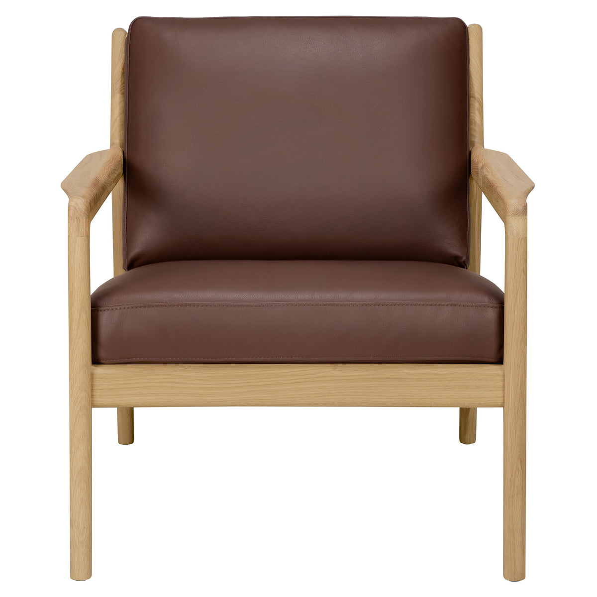 Jack Lounge Chair - Burgundy Leather, Oak