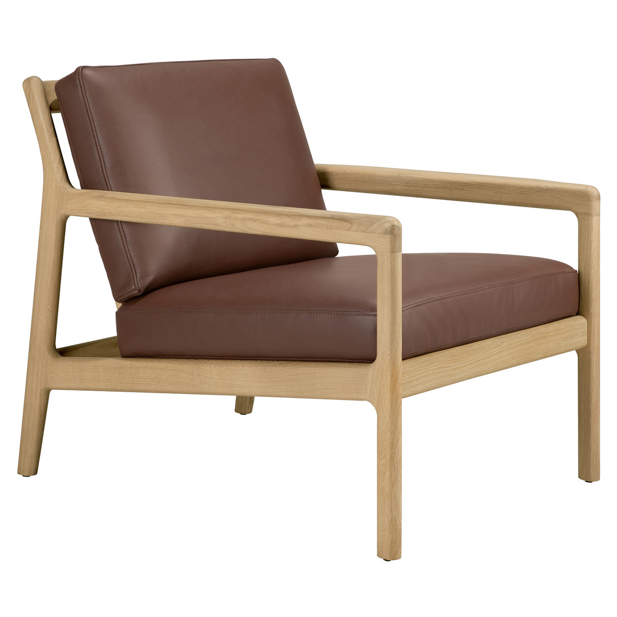 Jack Lounge Chair - Burgundy Leather, Oak