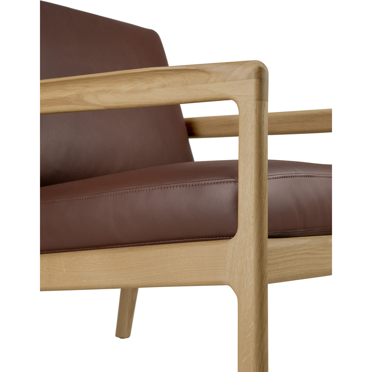 Jack Lounge Chair - Burgundy Leather, Oak