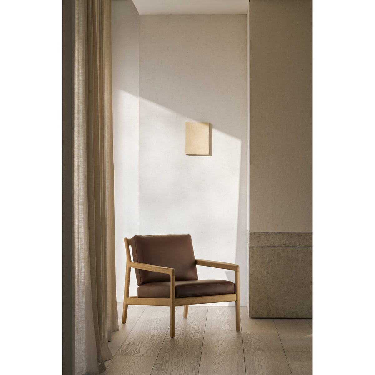 Jack Lounge Chair - Burgundy Leather, Oak