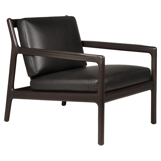 Jack Lounge Chair - Black Leather, Dark Brown Mahogany