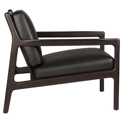 Jack Lounge Chair - Black Leather, Dark Brown Mahogany