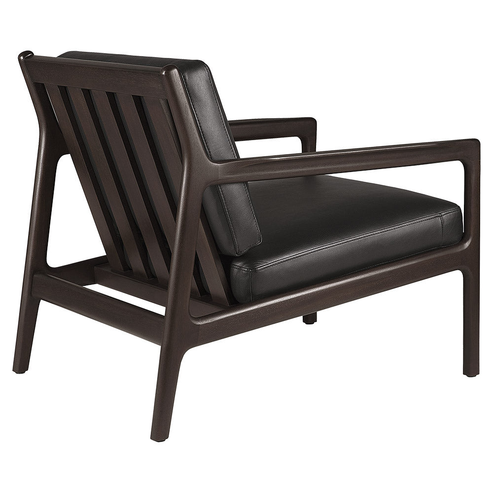 Jack Lounge Chair - Black Leather, Dark Brown Mahogany
