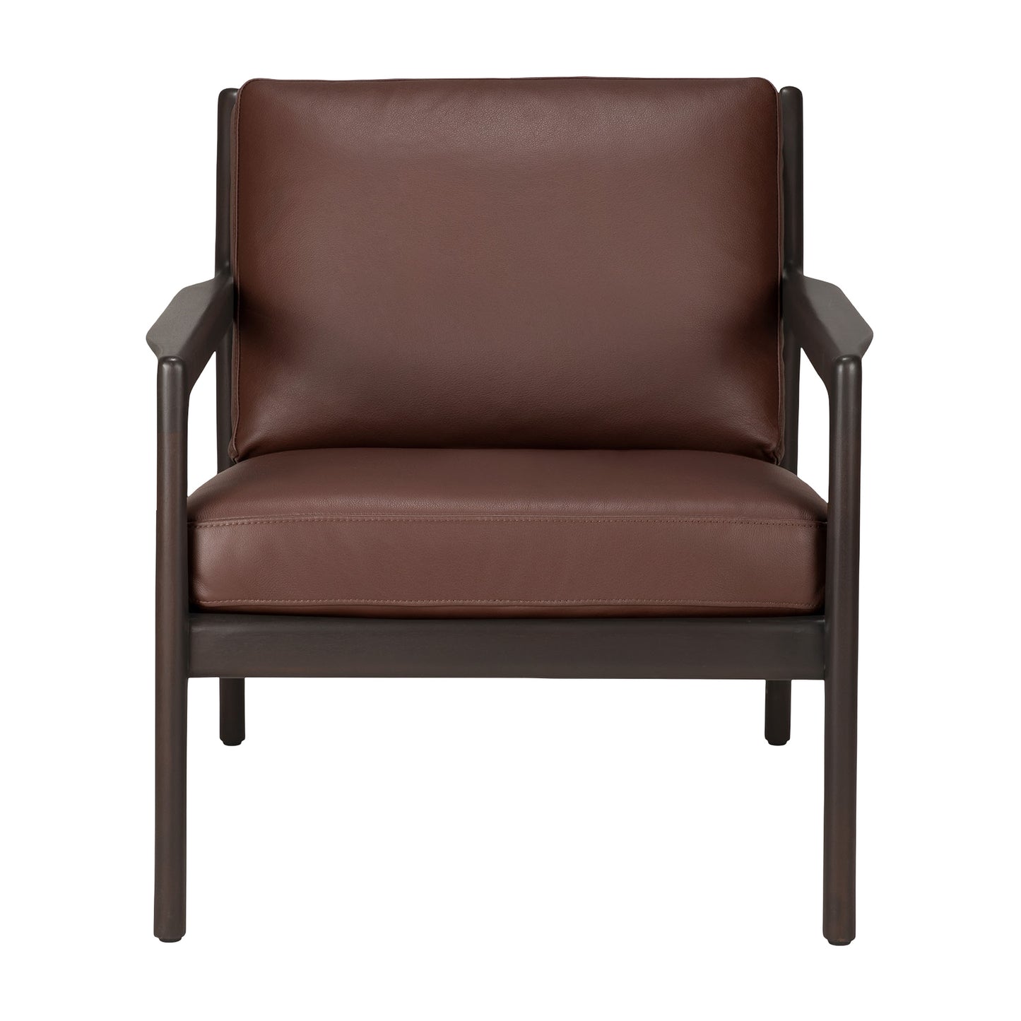 Jack Lounge Chair - Burgundy Leather, Dark Brown Mahogany
