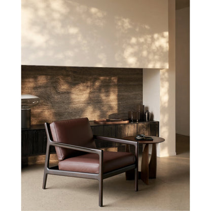 Jack Lounge Chair - Burgundy Leather, Dark Brown Mahogany