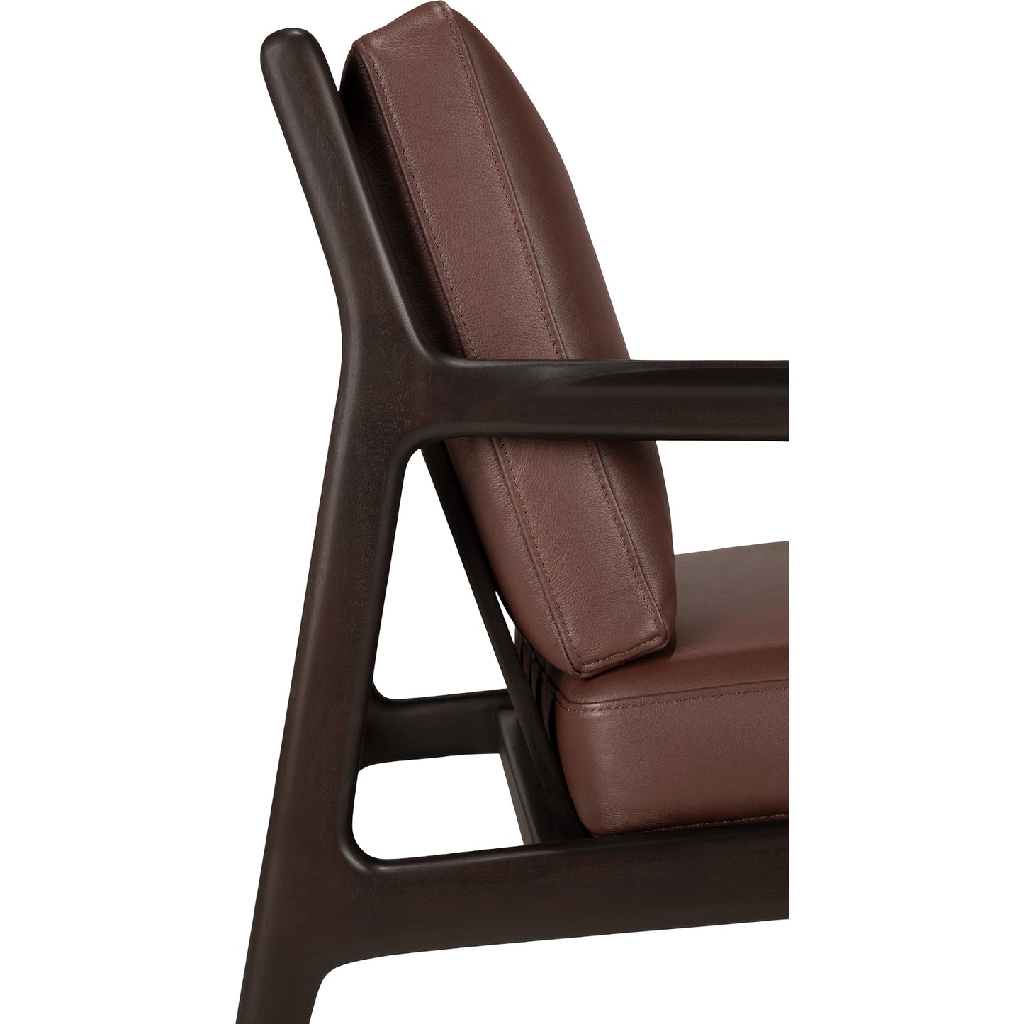 Jack Lounge Chair - Burgundy Leather, Dark Brown Mahogany