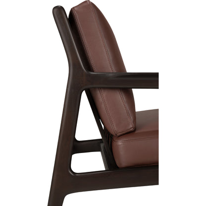Jack Lounge Chair - Burgundy Leather, Dark Brown Mahogany