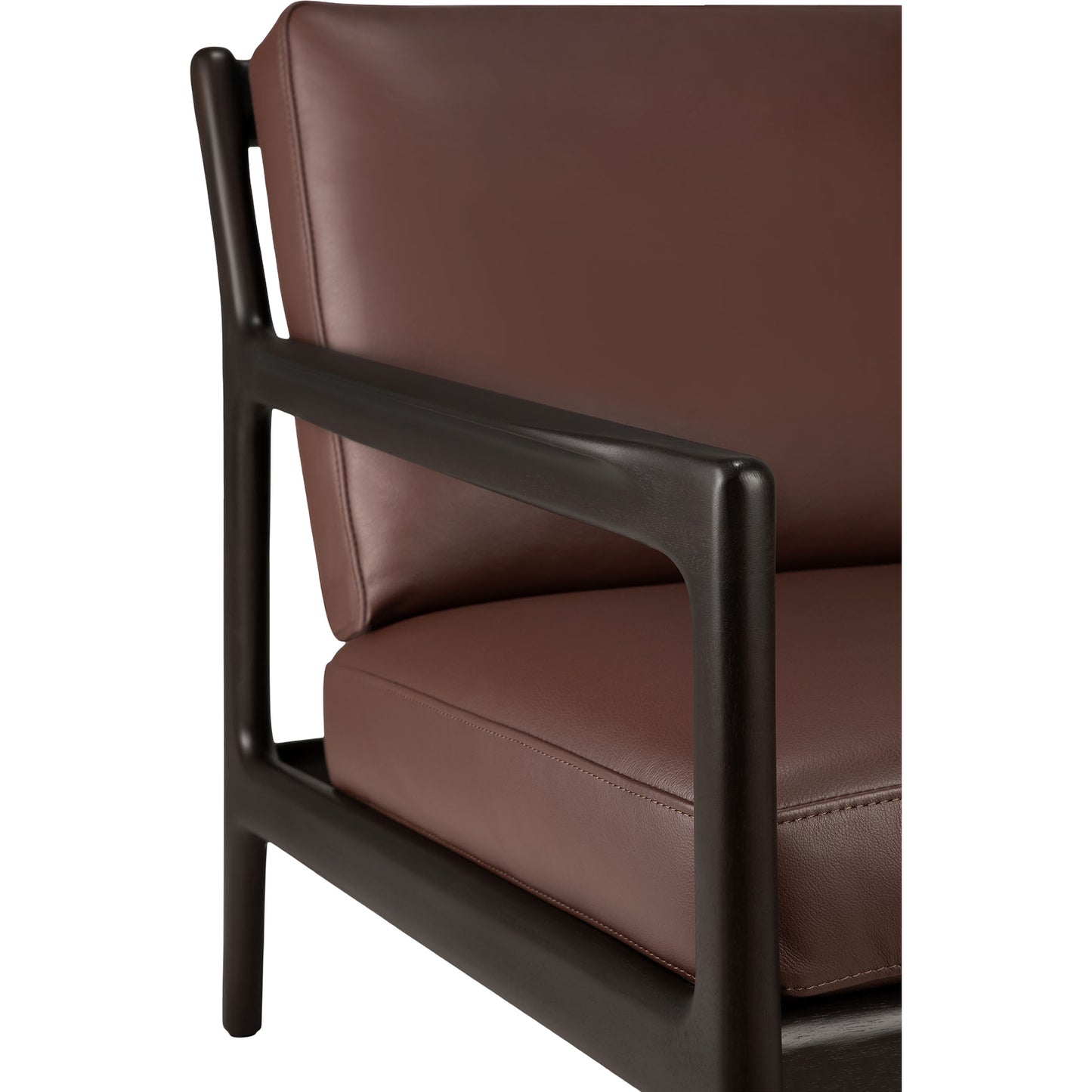 Jack Lounge Chair - Burgundy Leather, Dark Brown Mahogany