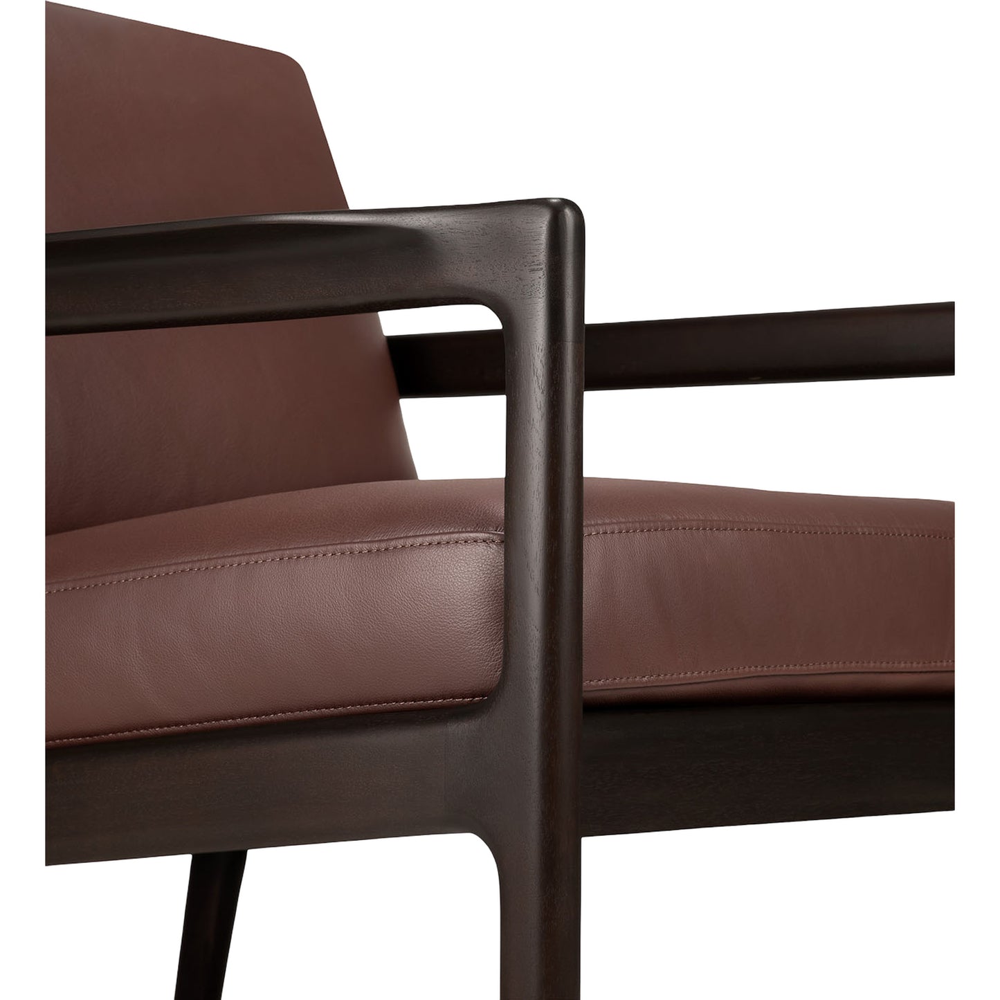 Jack Lounge Chair - Burgundy Leather, Dark Brown Mahogany