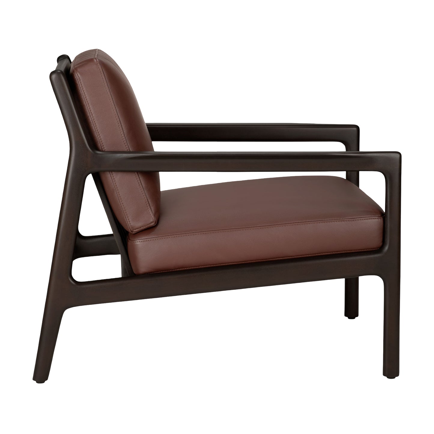 Jack Lounge Chair - Burgundy Leather, Dark Brown Mahogany