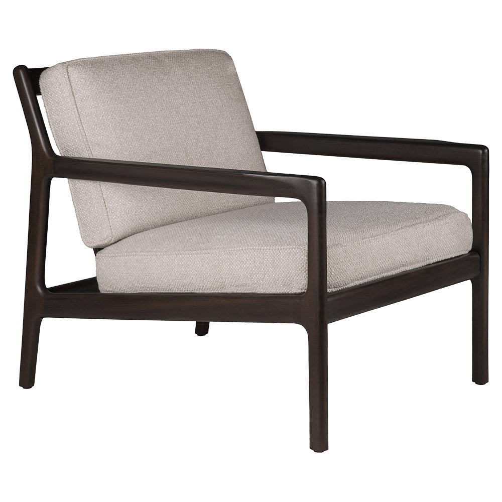 Jack Lounge Chair - Ivory Fabric, Dark Brown Mahogany