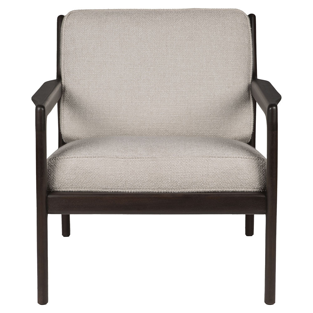 Jack Lounge Chair - Ivory Fabric, Dark Brown Mahogany