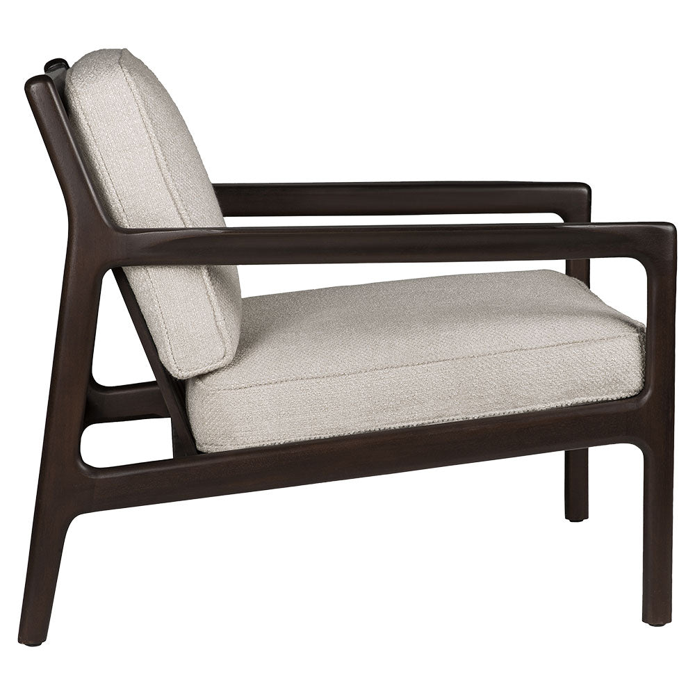 Jack Lounge Chair - Ivory Fabric, Dark Brown Mahogany