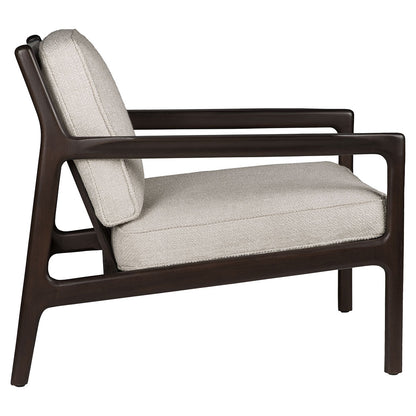 Jack Lounge Chair - Ivory Fabric, Dark Brown Mahogany
