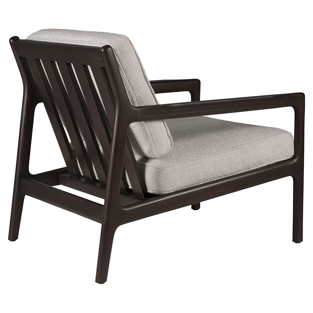 Jack Lounge Chair - Ivory Fabric, Dark Brown Mahogany