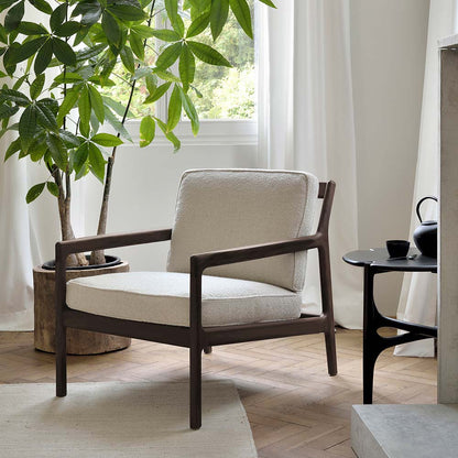 Jack Lounge Chair - Ivory Fabric, Dark Brown Mahogany