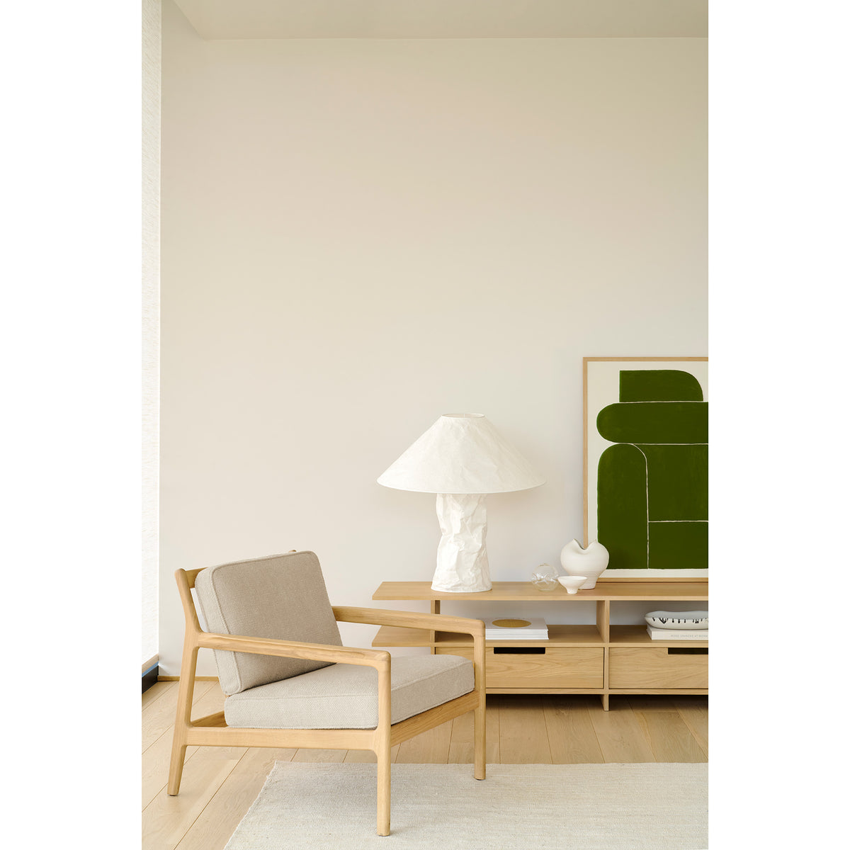 Jack Lounge Chair - Ivory Fabric, Oak