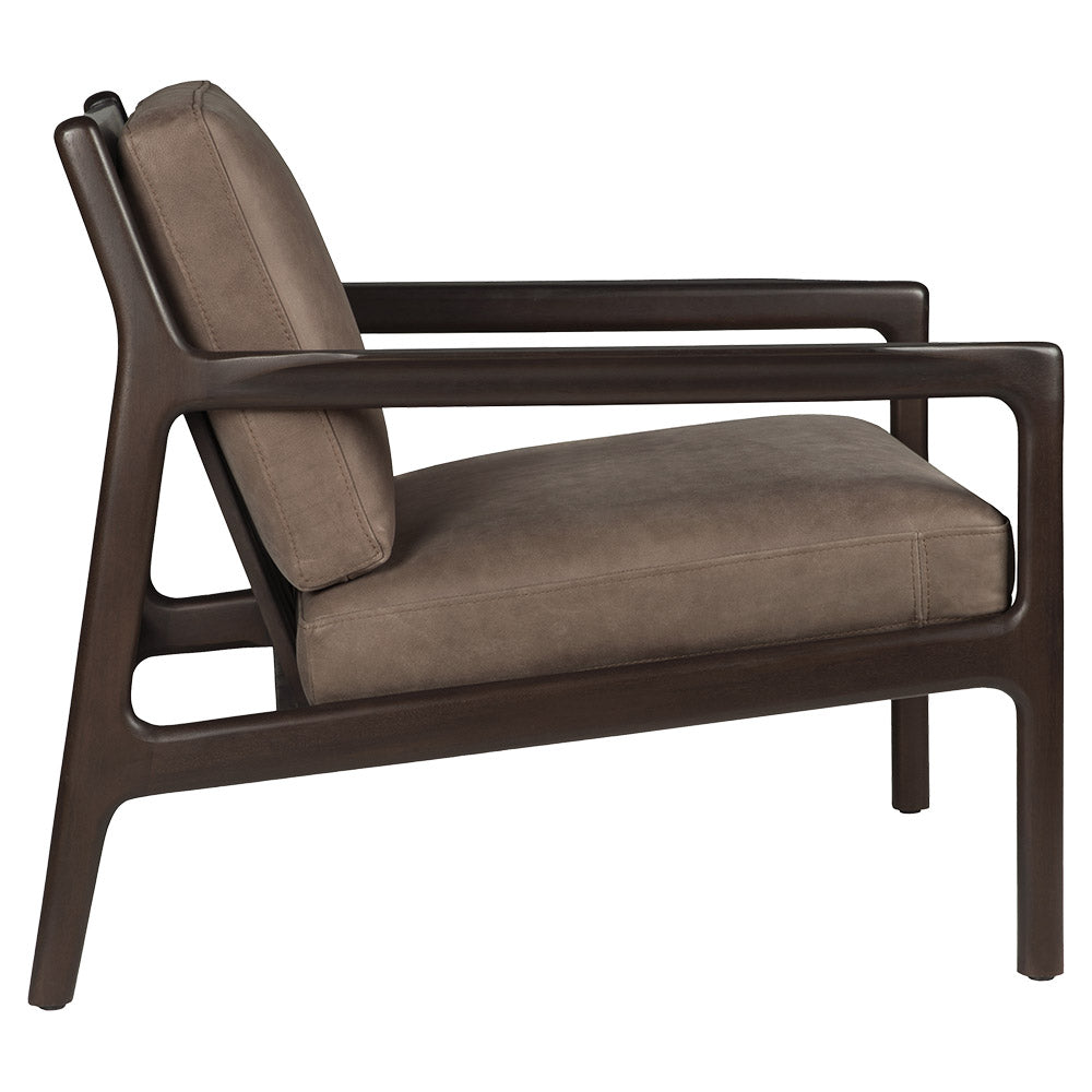 Jack Lounge Chair - Terra Nubuck Leather, Dark Brown Mahogany