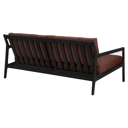 Jack Outdoor 2 Seater Sofa - Black Teak, Burgundy
