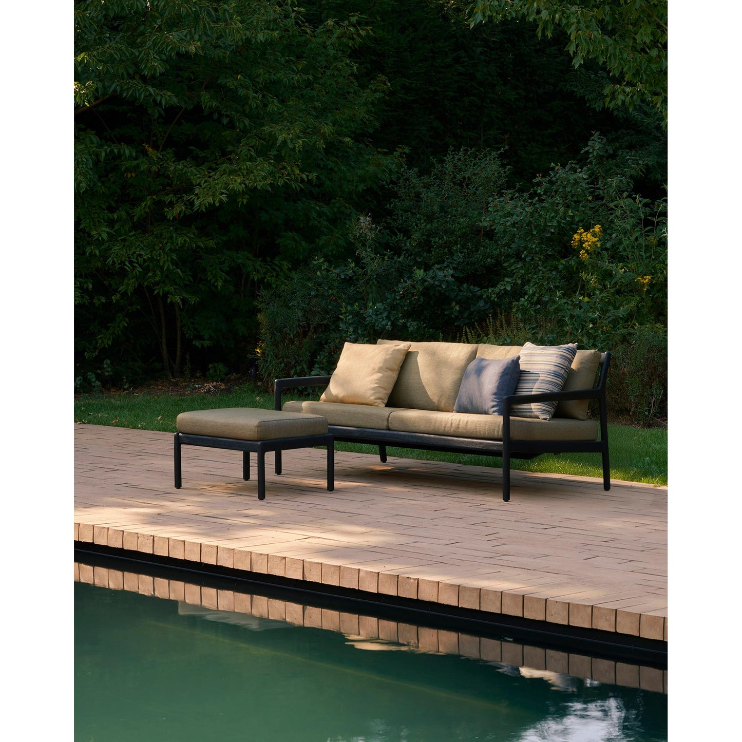 Jack Outdoor Footstool - Black Teak, Green