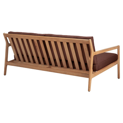 Jack Outdoor 2 Seater Sofa - Teak, Burgundy