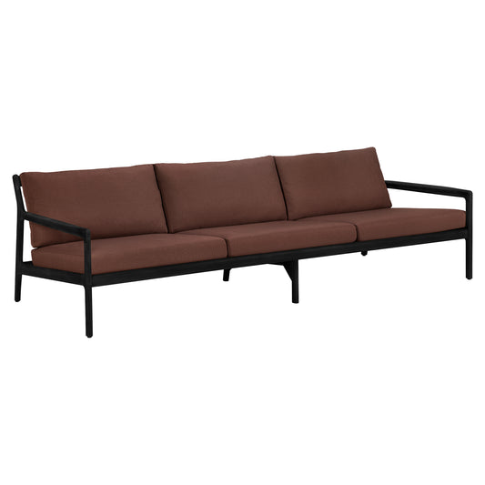 Jack Outdoor 3 Seater Sofa - Black Teak, Burgundy