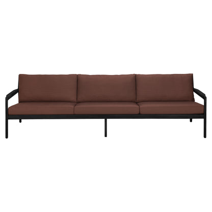 Jack Outdoor 3 Seater Sofa - Black Teak, Burgundy