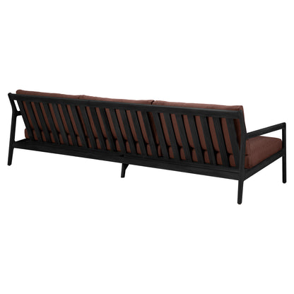 Jack Outdoor 3 Seater Sofa - Black Teak, Burgundy