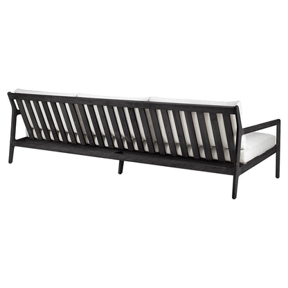 Jack Outdoor 3 Seater Sofa - Black Teak, Off White