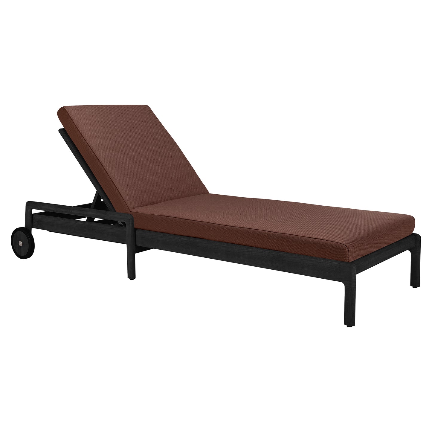 Jack Outdoor Adjustable Lounger - Black Teak, Burgundy