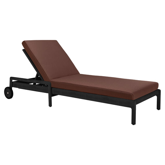 Jack Outdoor Adjustable Lounger - Black Teak, Burgundy