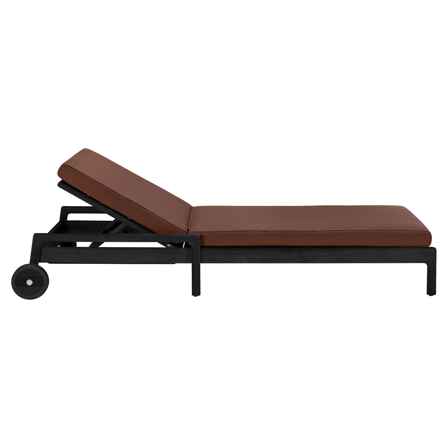 Jack Outdoor Adjustable Lounger - Black Teak, Burgundy