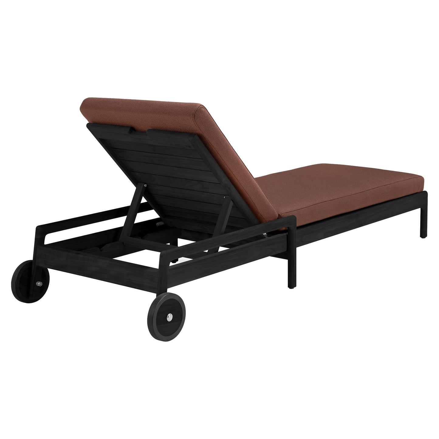 Jack Outdoor Adjustable Lounger - Black Teak, Burgundy