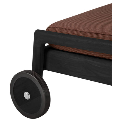 Jack Outdoor Adjustable Lounger - Black Teak, Burgundy