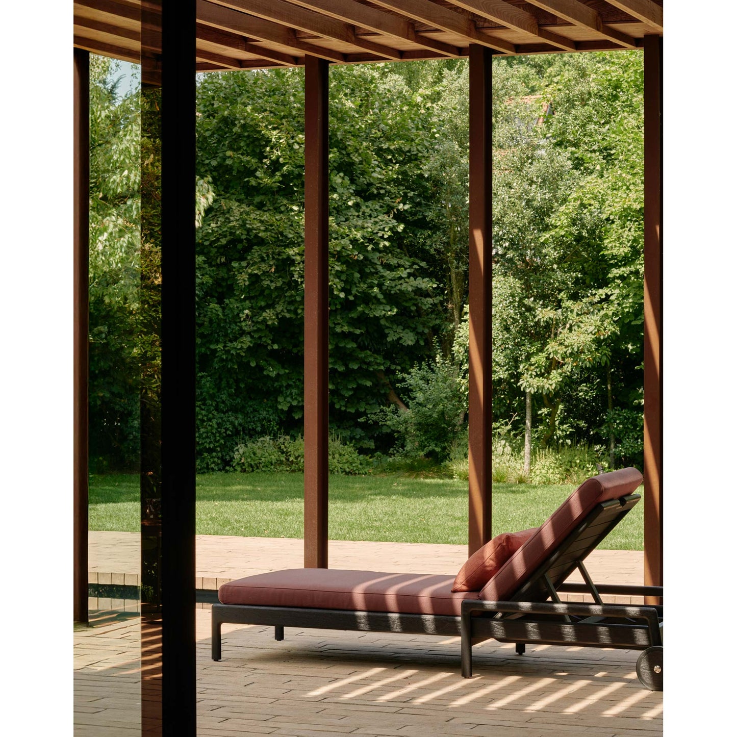 Jack Outdoor Adjustable Lounger - Teak, Green