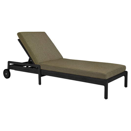 Jack Outdoor Adjustable Lounger - Black Teak, Green