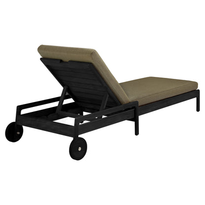Jack Outdoor Adjustable Lounger - Black Teak, Green