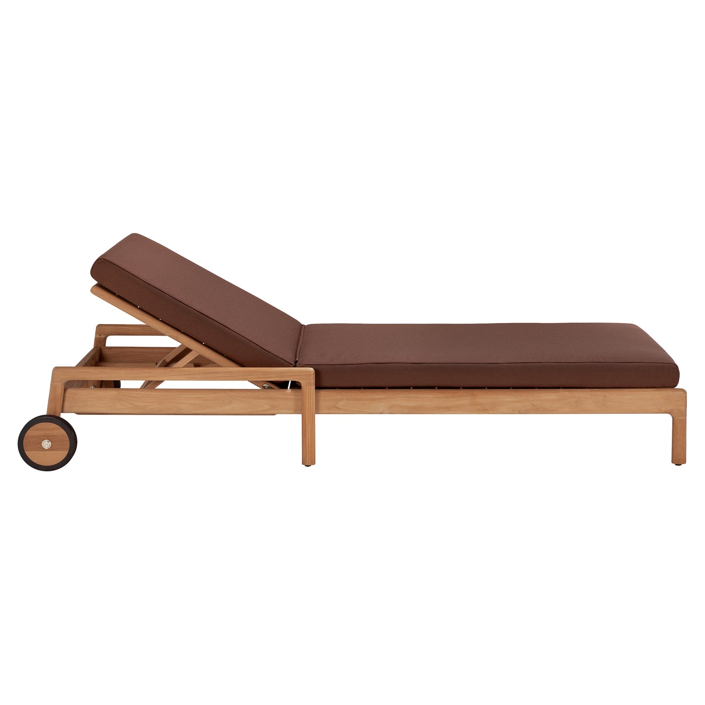 Jack Outdoor Adjustable Lounger - Teak, Burgundy