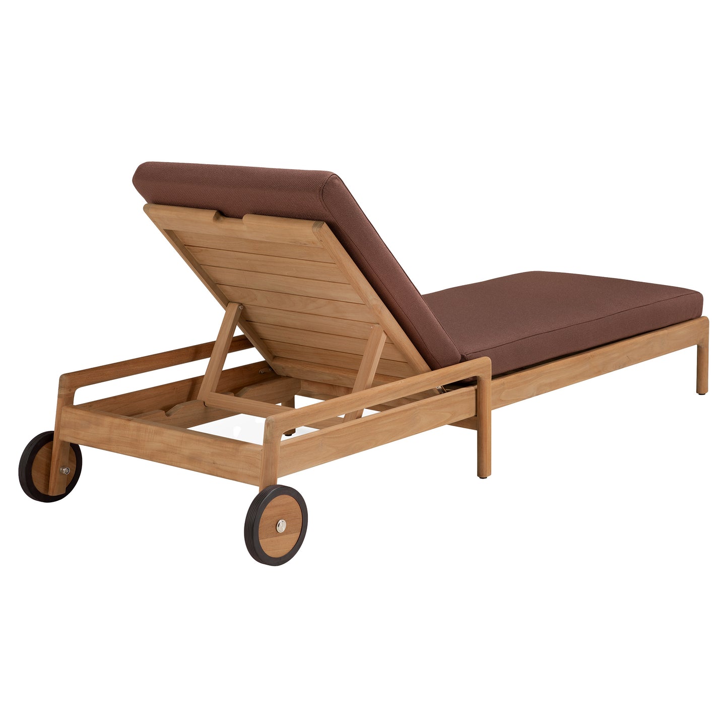 Jack Outdoor Adjustable Lounger - Teak, Burgundy