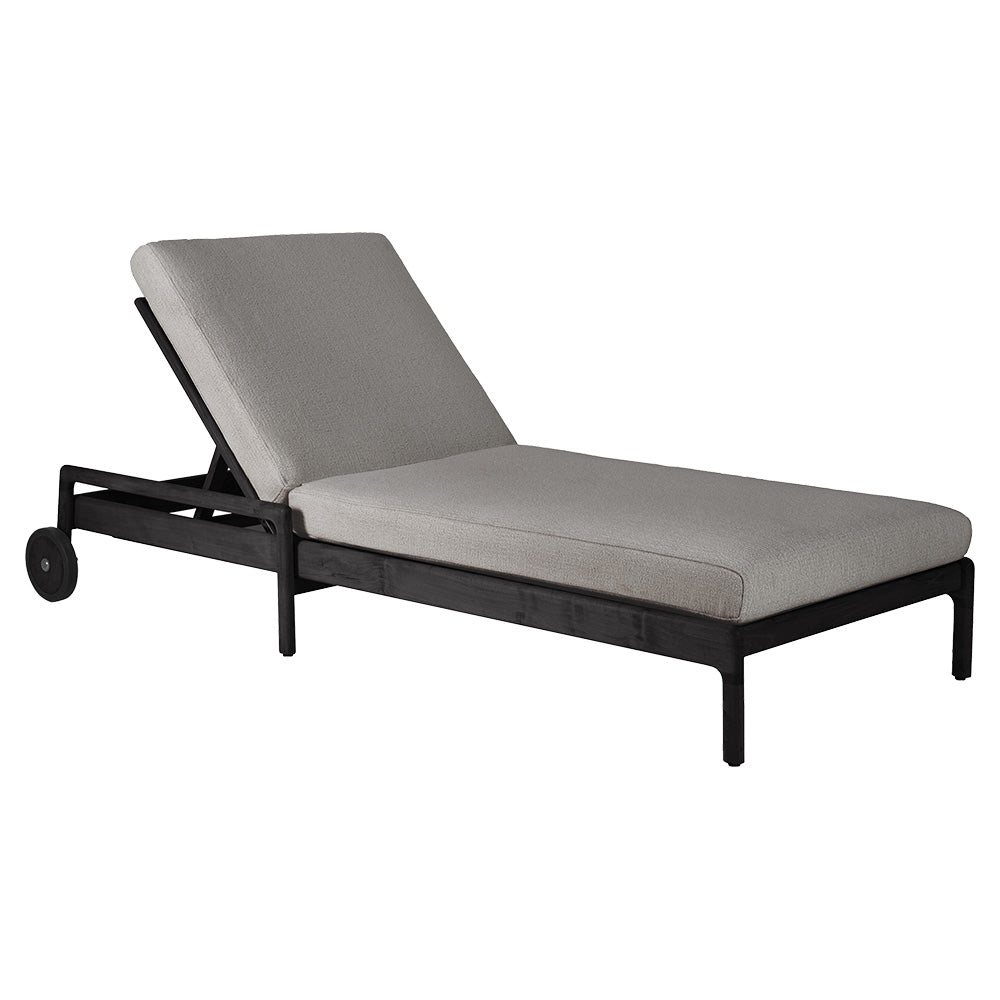 Jack Outdoor Adjustable Lounger With Cushion - Black Teak, Mocha