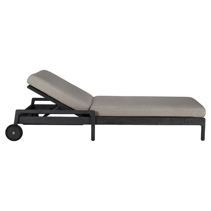 Jack Outdoor Adjustable Lounger With Cushion - Black Teak, Mocha