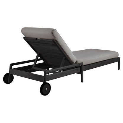 Jack Outdoor Adjustable Lounger With Cushion - Black Teak, Mocha