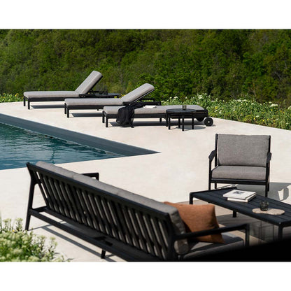 Jack Outdoor Adjustable Lounger With Cushion - Black Teak, Mocha